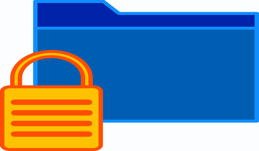 個人情報やデータのセキュリティを示す鍵付きフォルダのアイコン